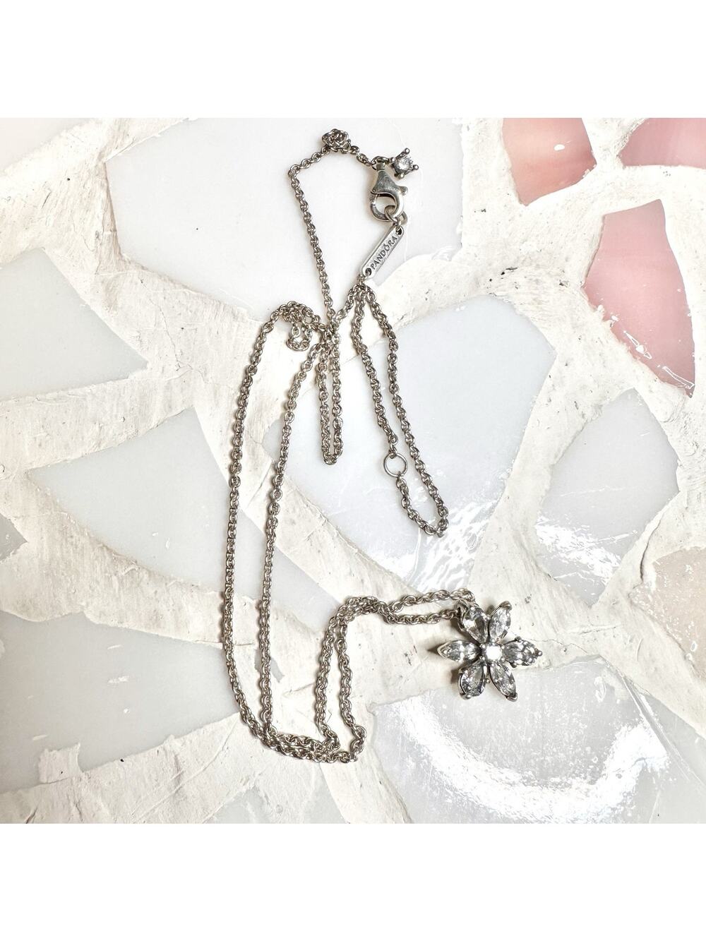 Pandora Pendant Sparkling Herbarium Cluster Necklace, #392387C01-45 Authentic
